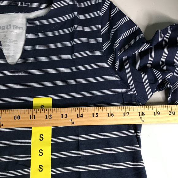 NEW Womens Pocket Dress Small Blue Striped UV Sun Protection - Picture 8 of 16